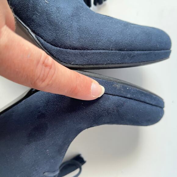 Naturalizer Paxton Bootie Womens Size 6M Blue Open Front Lace Up Tassel Witchy - Picture 9 of 13